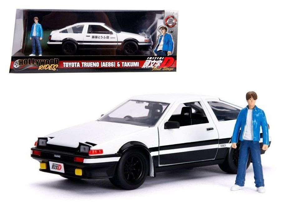 Toyota Trueno Ae86 Initial D With Takumi Figure Hollywood Rides 1 24 By Jada Jvk Toys