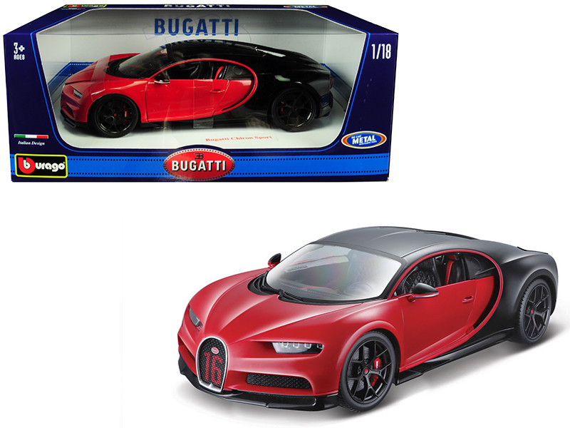BUGATTI CHIRON SPORT RED 1/18 SCALE DIECAST CAR MODEL BY BBURAGO 11044 -  JVK Toys