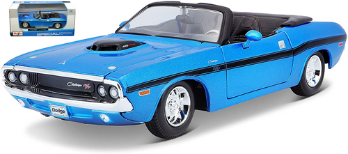 1970 DODGE CHALLENGER R/T CONVERTIBLE BLUE 1/24 SCALE DIECAST CAR MODEL BY MAISTO 31264