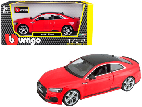 AUDI RS 5 COUPE RED WITH BLACK TOP 1/24 SCALE DIECAST CAR MODEL BY BBURAGO 21090