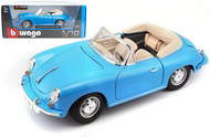 1961 PORSCHE 356B CABRIOLET BLUE 1/18 SCALE DIECAST CAR MODEL BY BBURAGO 12025