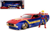 1973 FORD MUSTANG MACH 1 AVENGERS CAPTAIN MARVEL FIGURE 1/24 SCALE DIECAST CAR MODEL BY JADA TOYS 31193