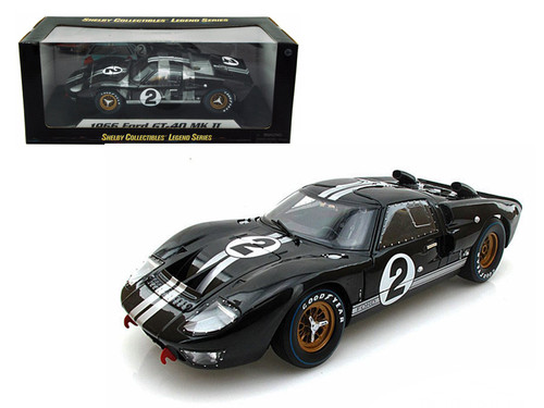1966 FORD GT40 GT 40 MK II #2 BLACK 1/18 SCALE DIECAST CAR MODEL BY SHELBY COLLECTIBLES SC 408