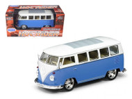 1962 Volkswagen Micro Bus Hot Rider Blue 1/25 Scale Diecast Model By Welly 22095