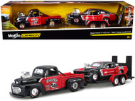 1948 FORD F1 TRUCK & FLATBED TRAILER & 1967 FORD MUSTANG GT 1/24 SCALE DIECAST CAR MODEL BY MAISTO 32751