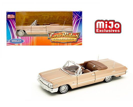 1963 Chevrolet Impala Ss Convertible Gold Lowrider 1 24 Scale Diecast Car Model By Welly Jvk Toys