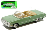 1963 CHEVROLET IMPALA SS CONVERTIBLE GREEN 1/24 SCALE DIECAST CAR MODEL BY WELLY 22434