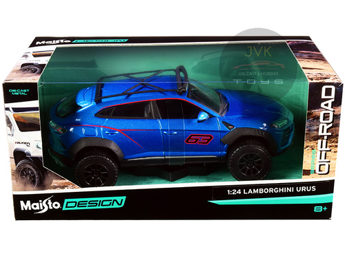 LAMBORGHINI URUS OFF ROAD #63 BLUE METALLIC 1/24 SCALE DIECAST CAR MODEL BY MAISTO 32533