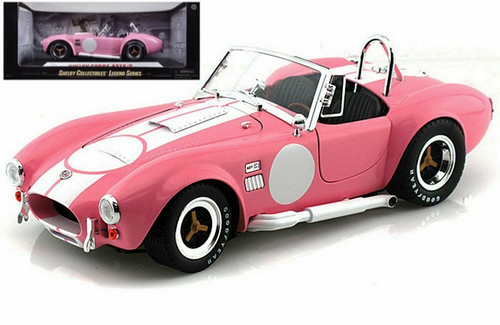 1965 FORD SHELBY COBRA 427 S/C PINK 1/18 SCALE DIECAST CAR MODEL BY SHELBY COLLECTIBLES SC 114