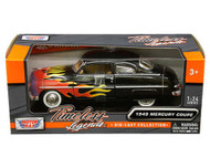 1949 MERCURY COUPE BLACK WITH FLAMES 1/24 SCALE DIECAST CAR MODEL MOTOR MAX 73225