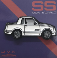 CHEVROLET MONTE CARLO SS WHITE ENAMEL LAPEL PIN JVK TOYS EXCLUSIVE LIMITED EDITION NUMBERED FROM 1 TO 100