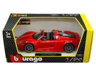 PORSCHE 918 SPYDER RED 1/24 SCALE DIECAST CAR MODEL BY BBURAGO 21076