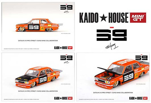DATSUN 510 PRO STREET KAIDO HOUSE SK510 ORANGE 1/64 SCALE DIECAST CAR MODEL BY TSM MINI GT KHMG004