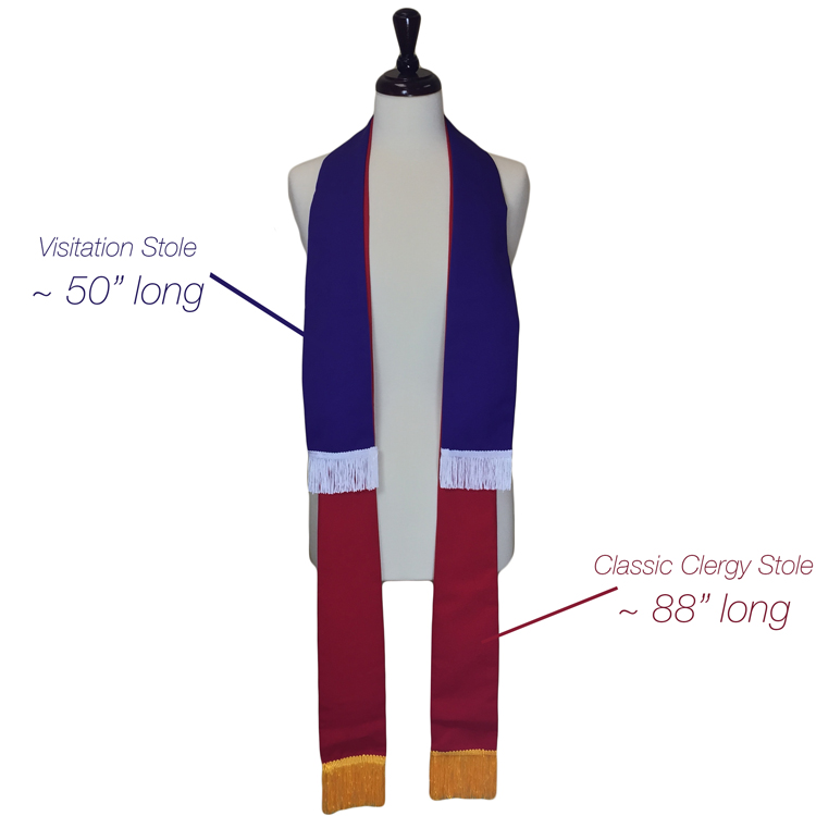 clergy stoles length comparison for visitation and classic stoles