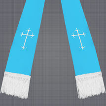 Light Blue and White Satin Clergy Stole with Crosses