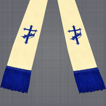 Champagne & Royal Blue Satin Clergy Stole with Cross & Crown