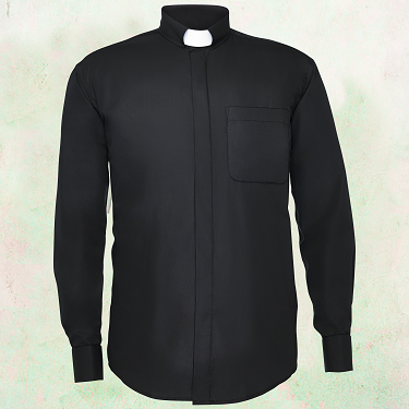 NWT Men/'s BLACK Tab Collar Clergy Preacher Clerical Priest Shirt Long Sleeves