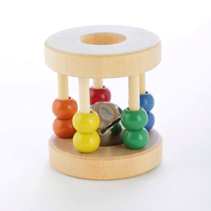 Our most popular baby rattle. The Roller Rattle features 10 colorful wooden beads and a jingle bell inside. Choke-safe and non-toxic. Dimensions: 3 x 2.5 inches. Ages: 4+ months. Handcrafted in Oregon, USA.