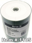 Spin-X CD-R 80 White Inkjet Hub Printable, 100-Pack