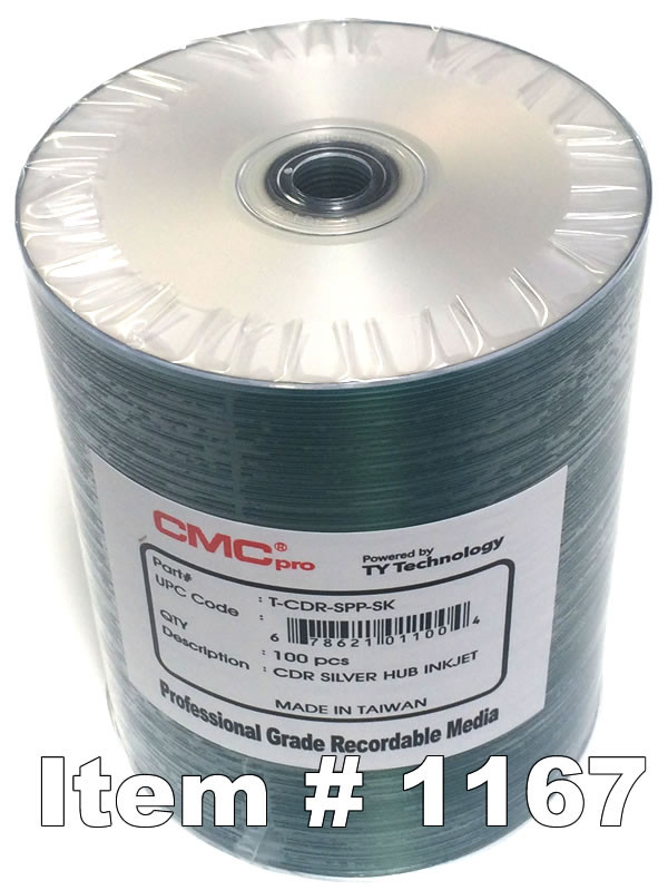CMC Pro TY CD R 80 Silver Inkjet Hub Printable 100 Pack Rima cmc-pro-ty-cd-r-80-silver-inkjet-hub-printable-100-pack-rima