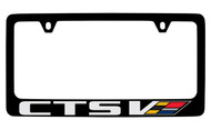 Cadillac CTS with Colored V Logo Black Coated Zinc License Plate Frame Holder with Silver/Colored  Imprint