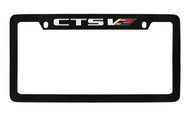 Cadillac CTS with Colored V Logo Top Engraved Black Coated Zinc Frame Holder with Silver Imprint/Col