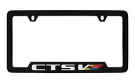 Cadillac CTS with Colored V Logo Bottom Engraved Black Coated Zinc Frame Holder with Silver/Colored