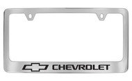Chevrolet with Logo Chrome Plated Brass License Plate Frame with Black Imprint