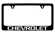 Chevrolet Black Coated Zinc License Plate Frame with Silver Imprint