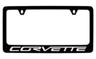 Chevrolet Corvette Black Coated Zinc License Plate Frame with Silver Imprint