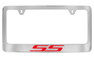 Chevrolet SS Chrome Plated Brass License Plate Frame with Red Imprint