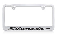 Chevrolet Silverado Script Chrome Plated Brass License Plate Frame with Black Imprint