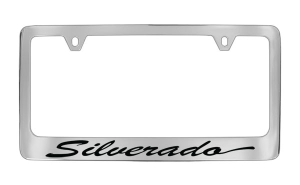 Chevrolet Silverado Script Chrome Plated Brass License Plate Frame With