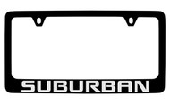 Chevrolet Surburban Black Coated Zinc License Plate Frame with Silver Imprint