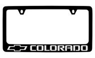 Chevrolet Colorado Black Coated Zinc License Plate Frame with Silver Imprint