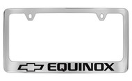 Chevrolet Equinox with Logo Chrome Plated Brass License Plate Frame with Black Imprint