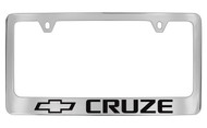 Chevrolet Cruze with Logo Chrome Plated Brass License Plate Frame with Black Imprint