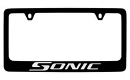 Chevrolet Sonic Black Coated Zinc License Plate Frame with Silver Imprint