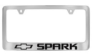 Chevrolet Spark with Logo Chrome Plated Brass License Plate Frame with Black Imprint