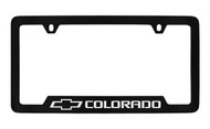 Chevrolet Colorado Bottom Engraved Black Coated Zinc License Plate Frame with Silver Imprint