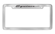 Chevrolet Equinox Script Top Engraved Chrome Plated Brass License Plate Frame with Black Imprint