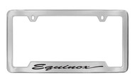 Chevrolet Equinox Script Bottom Engraved Chrome Plated Brass License Plate Frame with Black Imprint