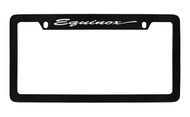 Chevrolet Equinox Script Top Engraved Black Coated Zinc License Plate Frame with Silver Imprint