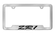 Chevrolet ZR-1 Script Bottom Engraved Chrome Plated Brass License Plate Frame with Black Imprint