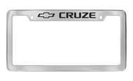 Chevrolet Cruze with Logo Top Engraved Chrome Plated Brass License Plate Frame with Black Imprint