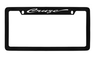 Chevrolet Cruze Script Top Engraved Black Coated Zinc License Plate Frame with Silver Imprint