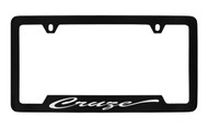 Chevrolet Cruze Script Bottom Engraved Black Coated Zinc License Plate Frame with Silver Imprint
