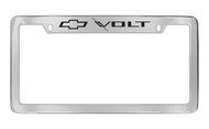Chevrolet Volt with Logo Top Engraved Chrome Plated Brass License Plate Frame with Black Imprint