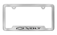 Chevrolet Volt with Logo Bottom Engraved Chrome Plated Brass License Plate Frame with Black Imprint