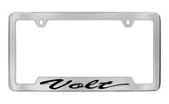 Chevrolet Volt Script Bottom Engraved Chrome Plated Brass License Plate Frame with Black Imprint